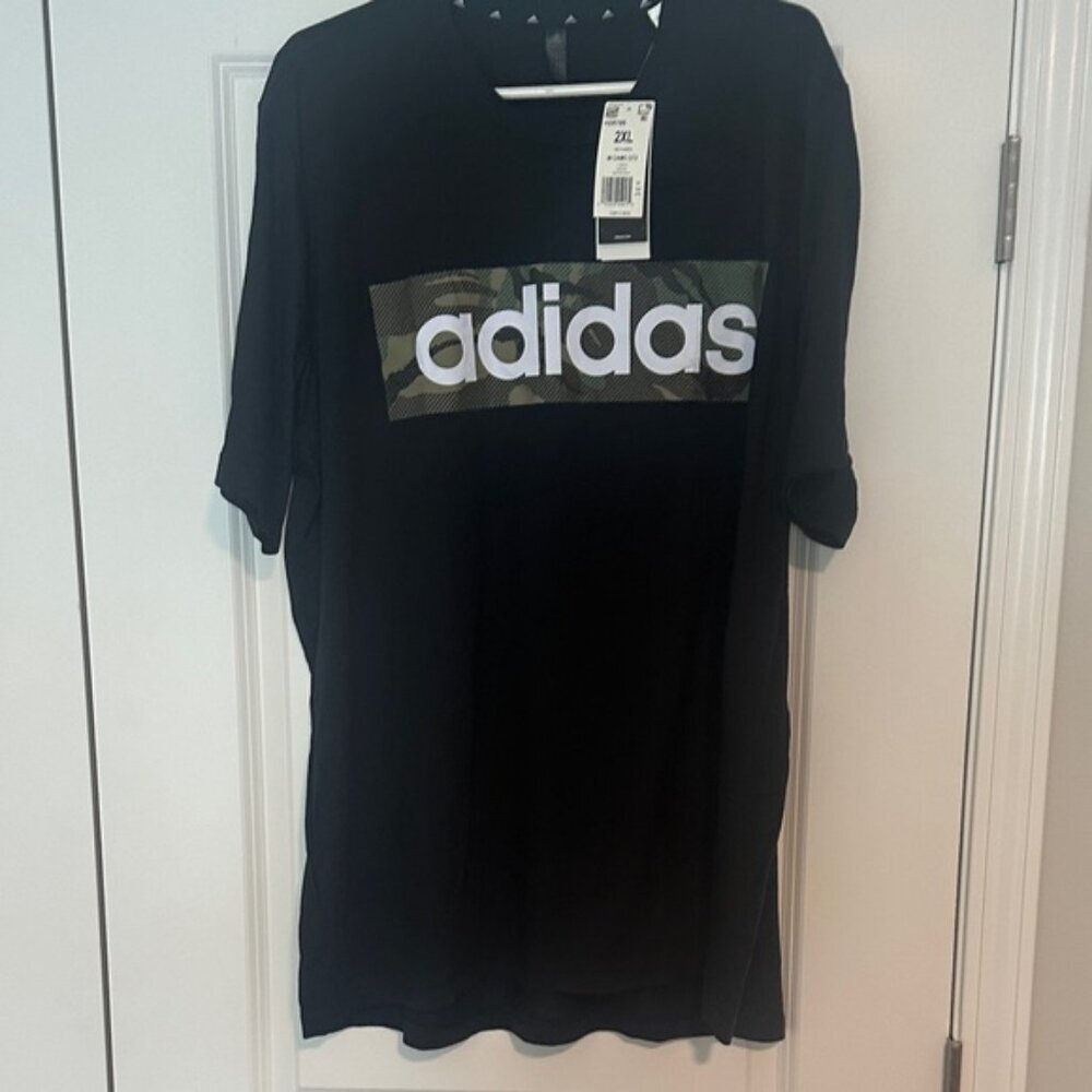 Adidas Black Primegreen Aeroready Tee Camouflage Logo NWT Men XXL Black Athletic - Picture 2 of 5